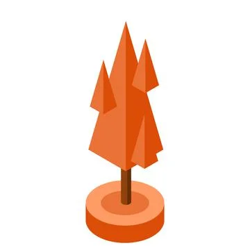 Orange autumn ismetric tree vector illustration element for game design Stock Illustration
