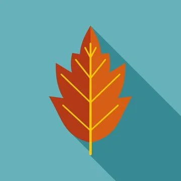 Orange autumn leaf icon with long shadow Stock Illustration