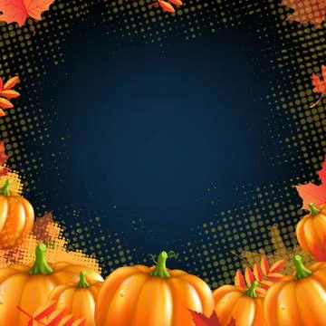 Orange autumn pumpkins frame Stock Illustration