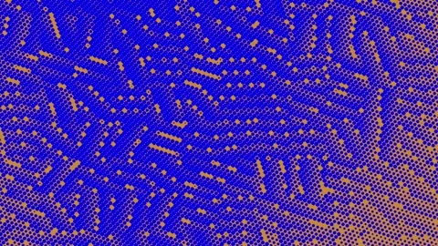 Orange Backdrop with Dense Blue Circle Pattern Geometric Design Stock Footage 313488907