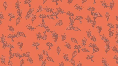 Orange backdrop with silhouetted leaves in a modern and artistic design, perfect Stock Footage 333578414