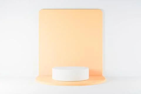 Orange backdrop with white cylindrical product pedestal. Stock Illustration