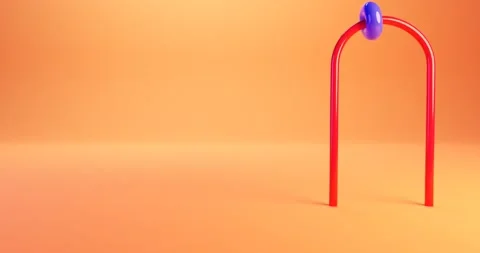 Orange background and red U Shape purple tours Stock Footage 170331919