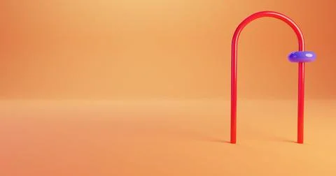 Orange background and red U Shape purple tours Illustrazione stock