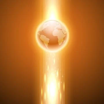 Orange background with binary code to the globe. Illustration