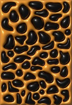Orange background with black inflated figures, 3D rendering illustration Stock Illustration