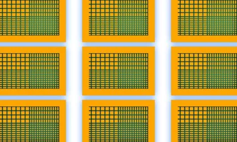 Orange background containing dark grid texture panels Stock Illustration