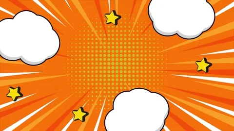 Orange background with dynamic comic elements and explosive features seamless 4k Stock Footage 294271572