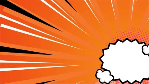 Orange background with dynamic pop art explosion with comic clouds seamless 4k Stock Footage 293040620