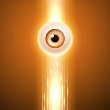 Orange background with eye and binary code. Illustrazione stock