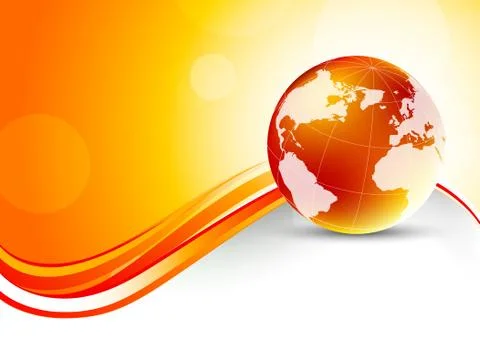 Orange background with globe Stock Illustration