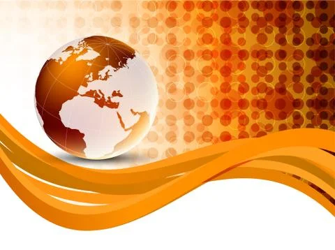 Orange background with globe Stock Illustration