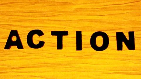 Orange Background Message of ACTION Stock-Fotos