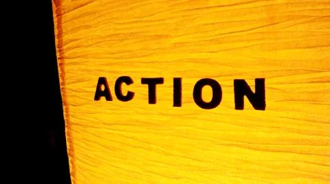 Orange Background Message of ACTION Stock Photos