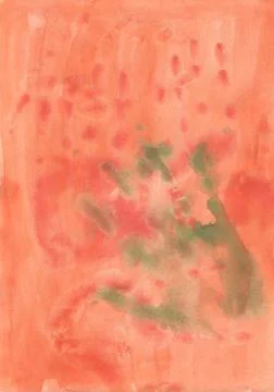 Orange background painted by brush with imprinted hand palm. Watercolor paint Stock Illustration
