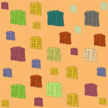 Orange background patterns colored squares of different size Illustrazione stock