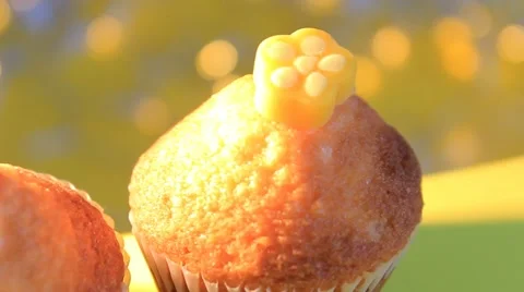 Orange background - rotation - Muffin - Baker - 06 Stock Footage 62333267