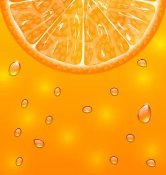 Orange Background with Slice and Drops Stock Illustration