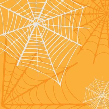 Orange background with spiderweb for various designs, postcards, invitation.. Stock Illustration