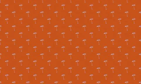 Orange background with white and purple beach umbrellas pattern Stock Illustration