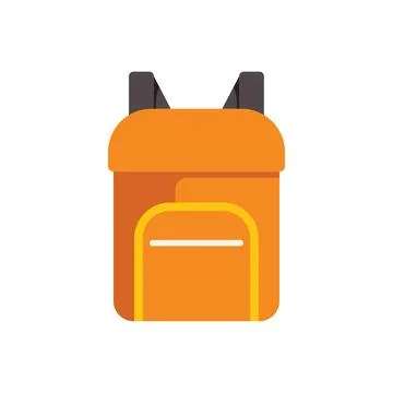 Orange backpack standing with two zipped pockets Illustrazione stock