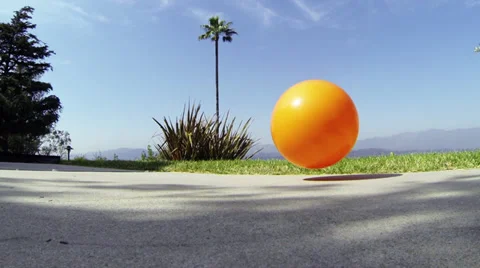 Orange Ball Bouncing - Slow Motion (48 Frames Per Second) Stock Footage 38053132
