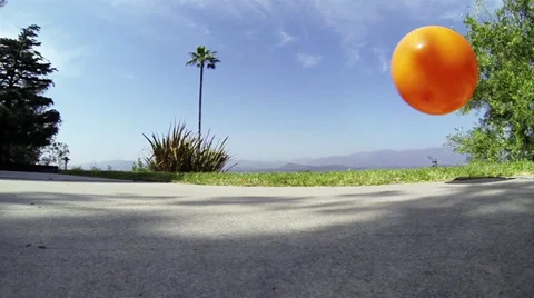 Orange Ball Bouncing - Slow Motion (120 Frames Per Second) Stock Footage 38053234