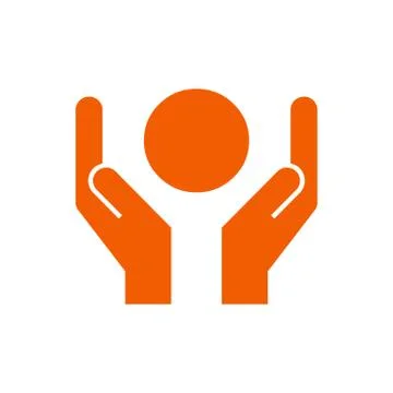 Orange ball in hands, save the planet, ecology, climate vector icon Stock Illustration