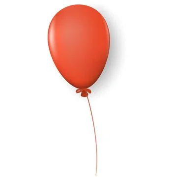Orange balloon with highlights and shadow on rope isolated on white background Stock Illustration