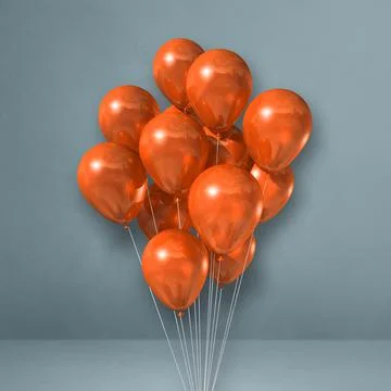 Orange balloons bunch on a grey wall background Stock Illustration