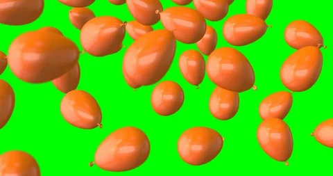 Orange balloons falling slow motion Stock Footage 127900122
