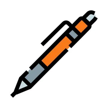 Orange ballpoint pen writing tool stationery supply Stock Illustration