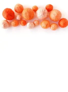 Orange balls of yarn isolated on white background. Stock Photos