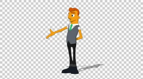 Orange Banker 'Gesture Screen Left' Connectable Character Animation Stock Footage 52129175