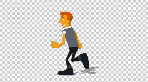 Orange Banker 'Run Screen Left' Connectable Character Animation Stock Footage 52129164