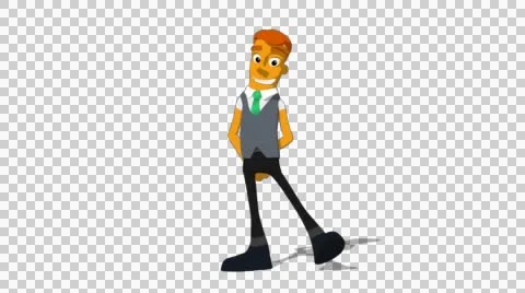 Orange Banker 'Side-step Screen Right' Connectable Character Animation Stock Footage 52129132