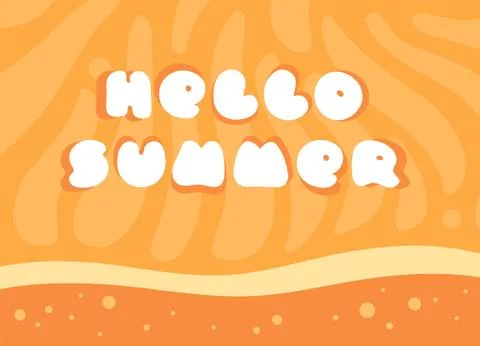 Orange banner template with the text "Hello summer". Stock Illustration