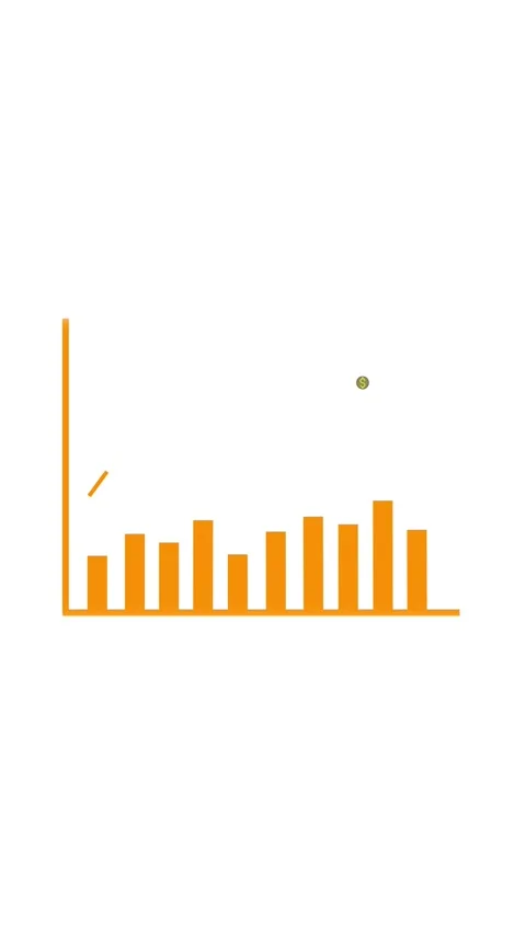 Orange bar graph with rising trend and small green circle on white backgrou.. Stock Footage 337459689