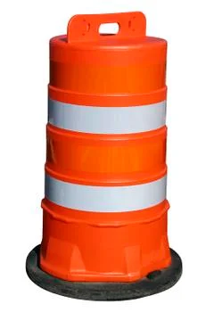 Orange barrel on white Stock Photos