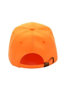 Orange baseball cap back view variant Stock Photos