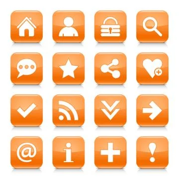 Orange basic sign rounded square icon web button Stock Illustration