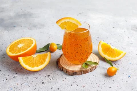Orange basil seed drink. Stock Photos