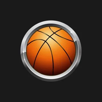 Orange basketball button Stock Illustration