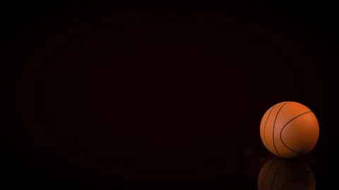 Orange Basketball on Dark Background with Reflection 3d render. イラスト素材