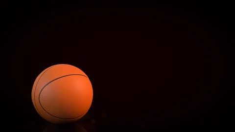 Orange Basketball on Dark Background with Reflection 3d render. Stock Illustration