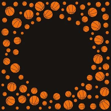 Orange basketballs concept frame - vector illustration or banner Stock Illustration