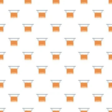 Orange bath towels hanging on rack seamless pattern Illustrazione stock