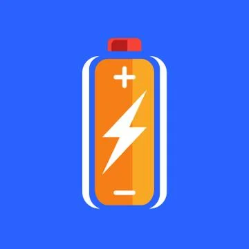 Orange battery charge icon Stock Illustration