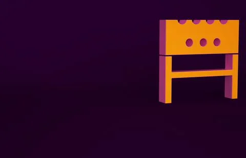 Orange BBQ brazier icon isolated on purple background. Minimalism concept. 3d Stock Illustration