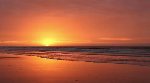 Orange beach sunrise Stock Footage 49228311